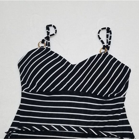 VINTAGE Cache Black Striped Hook Belted Dress - Picture 9 of 15